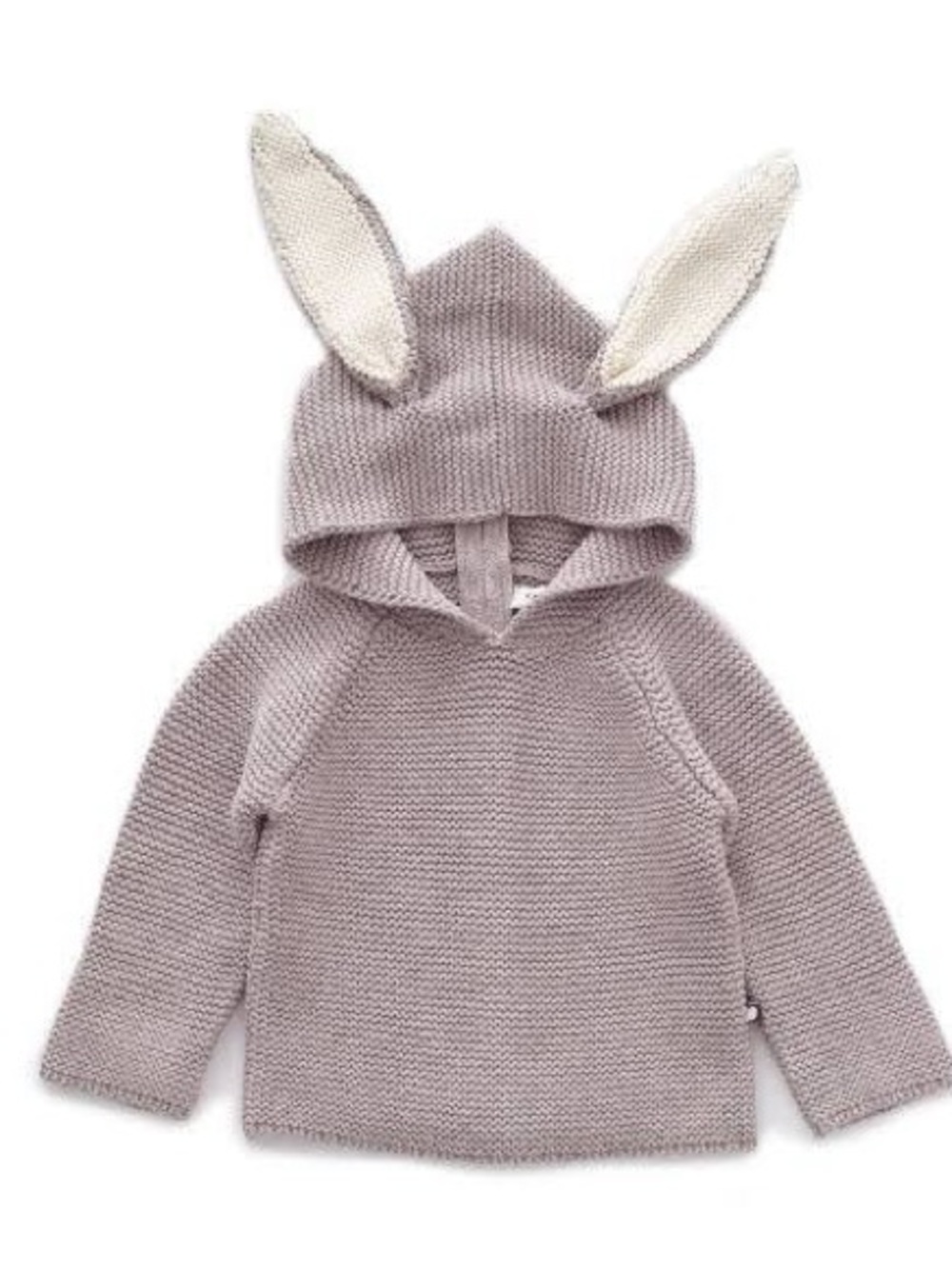 Oeuf Lilac Knit Bunny-Ear Hooded Sweater with Cream Ears